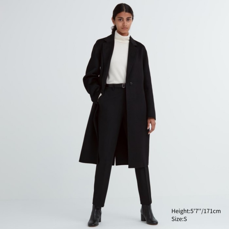 Uniqlo Double Face Long Mäntel Damen Schwarz | TZXK-49256