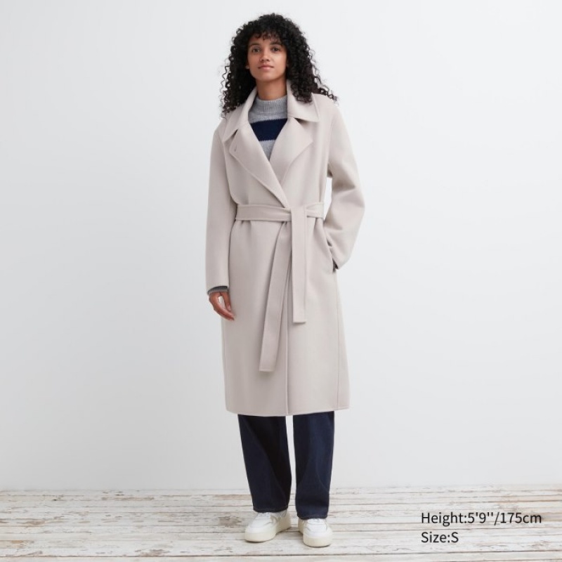 Uniqlo Double Face Wrap Mäntel Damen Beige | UKJP-49263