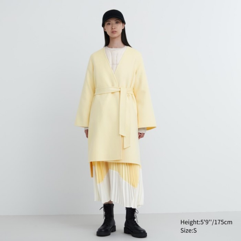 Uniqlo Double Face Wrap Mäntel Damen Gelb | AFKM-41976