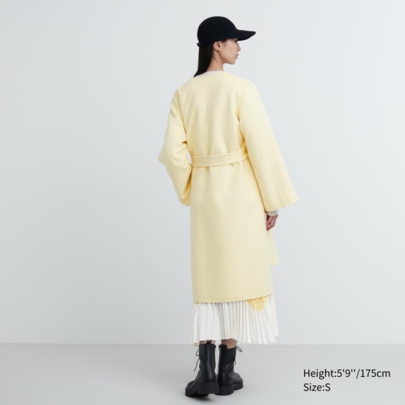 Uniqlo Double Face Wrap Mäntel Damen Gelb | AFKM-41976