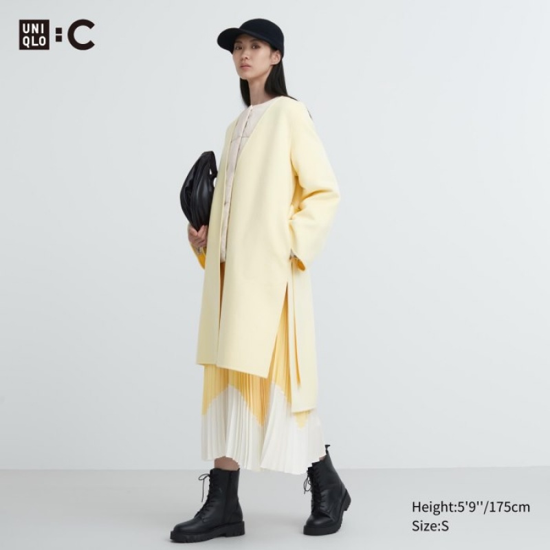 Uniqlo Double Face Wrap Mäntel Damen Gelb | AFKM-41976