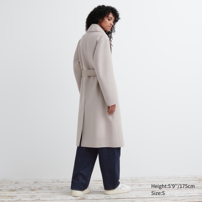 Uniqlo Double Face Wrap Mäntel Damen Grau | UEGX-83124