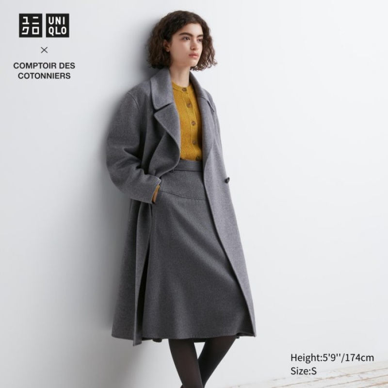 Uniqlo Double Face Wrap Mäntel Damen Grau | UEGX-83124