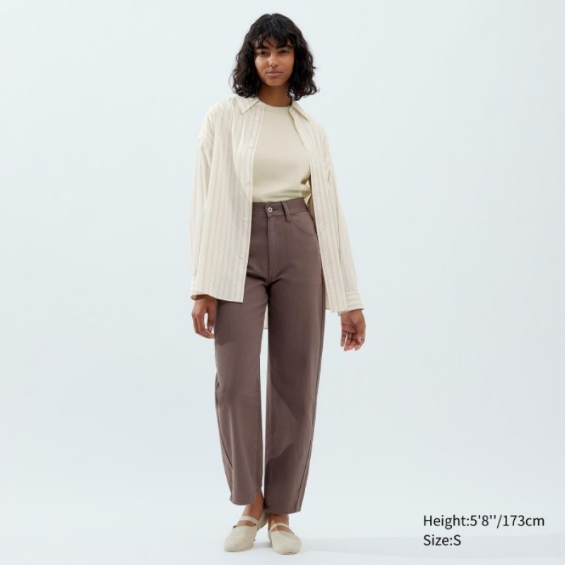 Uniqlo Draped Gestreift Long-Sleeve Hemd Damen Natural | VBNJ-16504