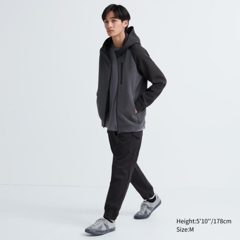 Uniqlo Dry Stretch Sweat Full-Zip Long-Sleeve (Color Block) Hoodie Herren Dunkelgrau | UAWN-35407