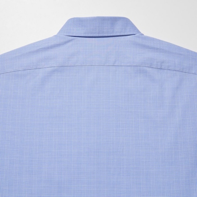 Uniqlo Easy Care Checked Stretch Slim-Fit Long-Sleeve Dress Shirts Herren Blau | OIVB-37629