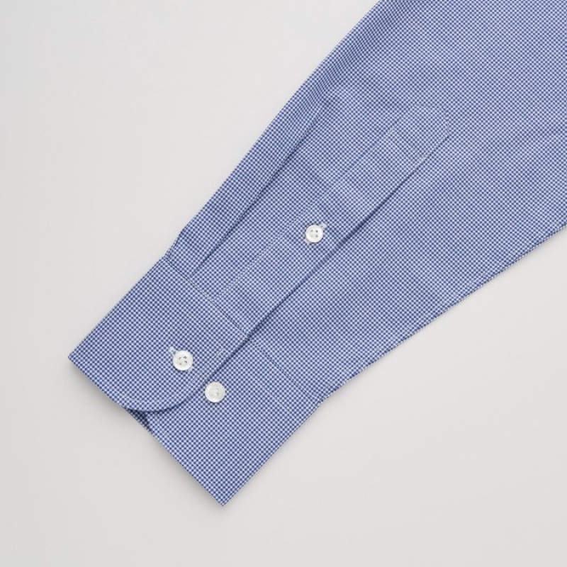 Uniqlo Easy Care Checked Stretch Slim-Fit Long-Sleeve Dress Shirts Herren Blau | ZQJO-75826