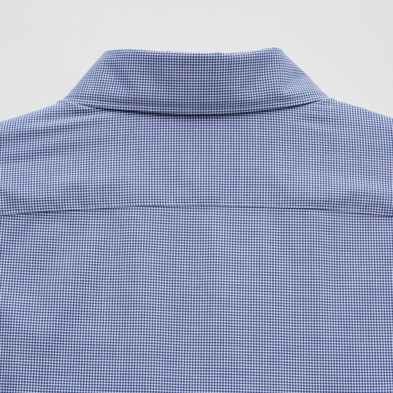 Uniqlo Easy Care Checked Stretch Slim-Fit Long-Sleeve Dress Shirts Herren Blau | ZQJO-75826