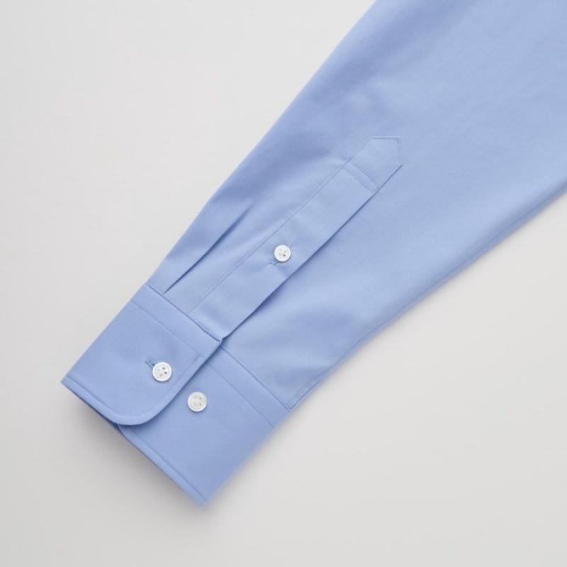 Uniqlo Easy Care Stretch Slim-Fit Long-Sleeve Dress Shirts Herren Blau | GYFM-65081