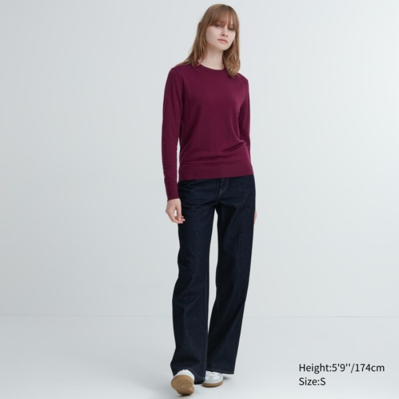 Uniqlo Extra Fine Merino Crew Neck Long-Sleeve Pullover Damen Weiß | YTMH-17063