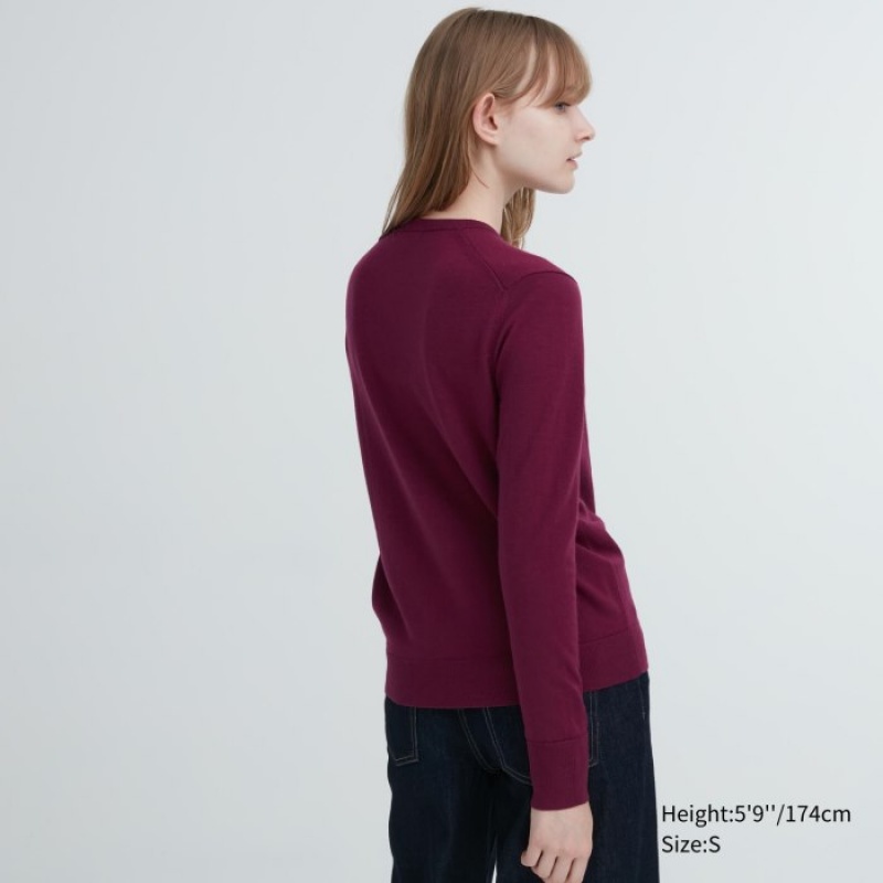 Uniqlo Extra Fine Merino Crew Neck Long-Sleeve Pullover Damen Weiß | YTMH-17063