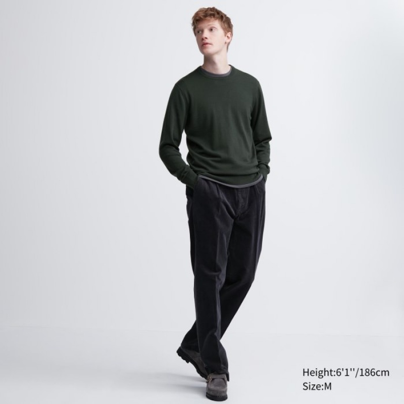 Uniqlo Extra Fine Merino Crew Neck Long-Sleeve Pullover Herren Blau | GENR-49236