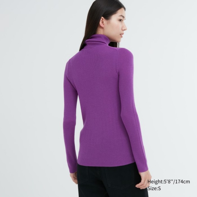 Uniqlo Extra Fine Merino Gerippt Turtleneck Long-Sleeve Pullover Damen Grün | OTAS-06412