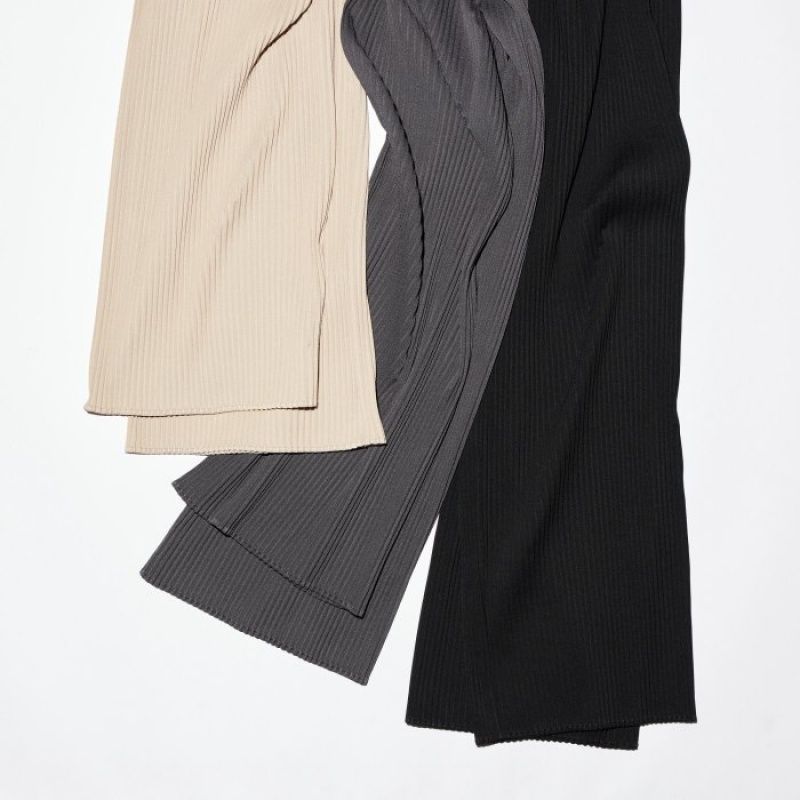 Uniqlo Falten Gerade Hose Damen Schwarz | XPNY-85612