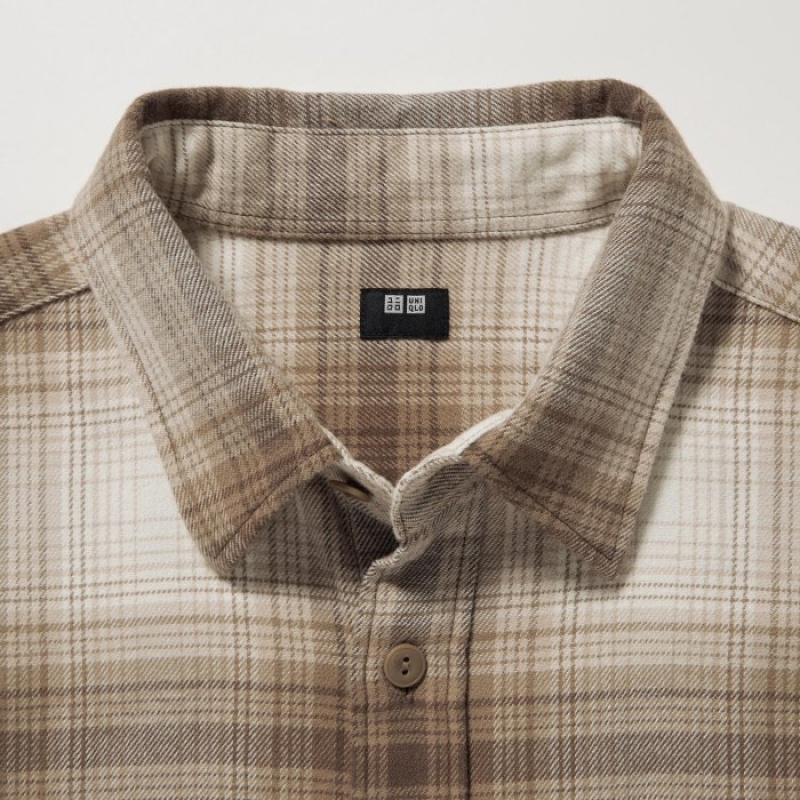 Uniqlo Flannel Checked (2022 Edition) Casual Shirts Herren Beige | ROCS-57241