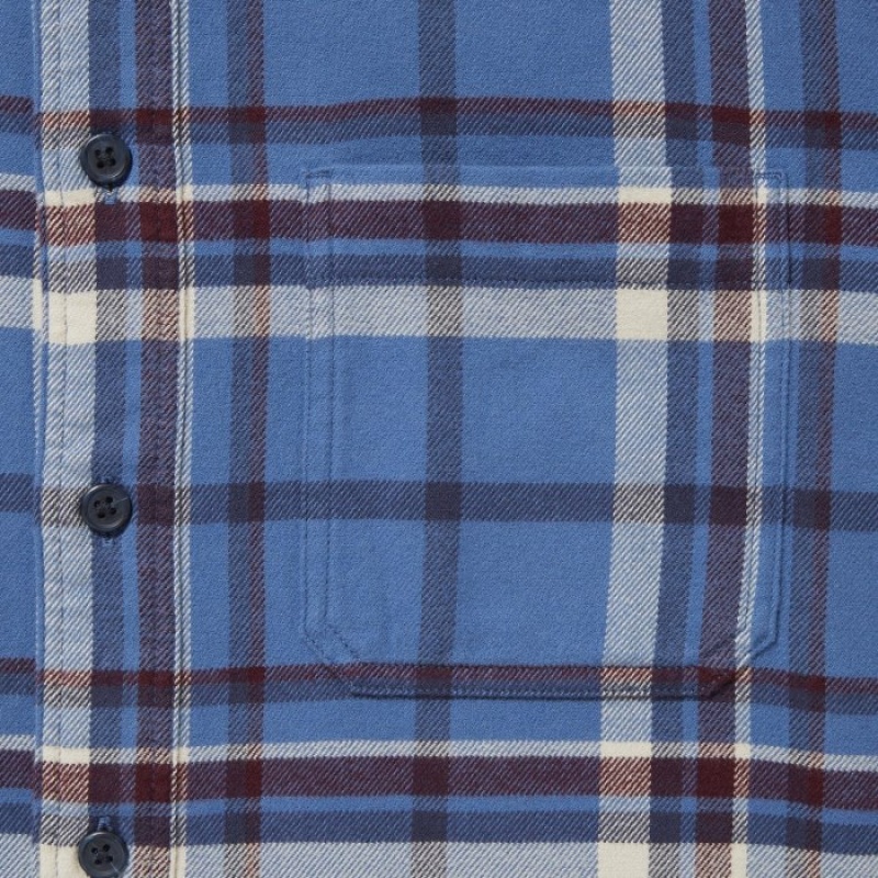 Uniqlo Flannel Checked Casual Shirts Herren Blau | FDAV-62319