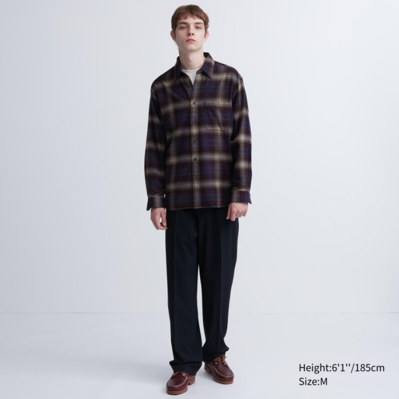 Uniqlo Flannel Checked Casual Shirts Herren Dunkelgrün | EKOY-29835