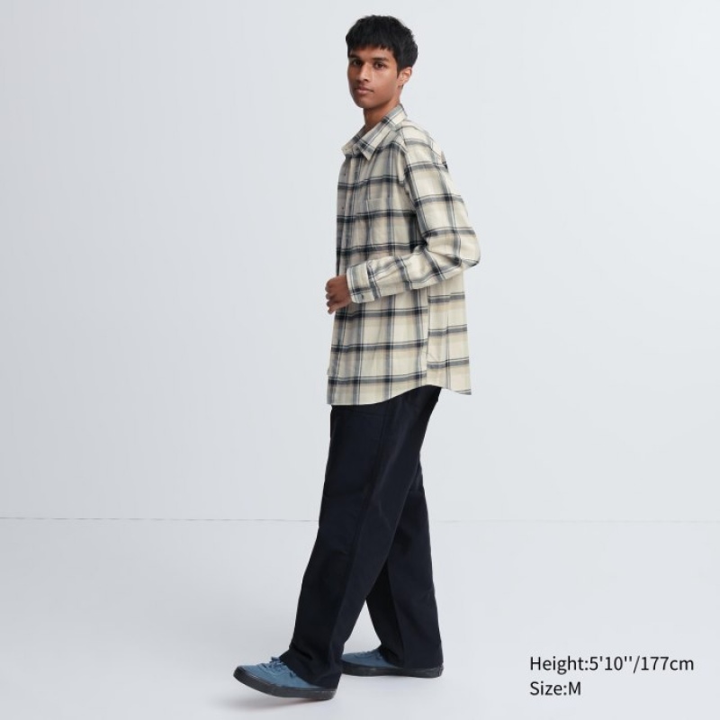 Uniqlo Flannel Checked Casual Shirts Herren Olivgrün | AHRD-39582