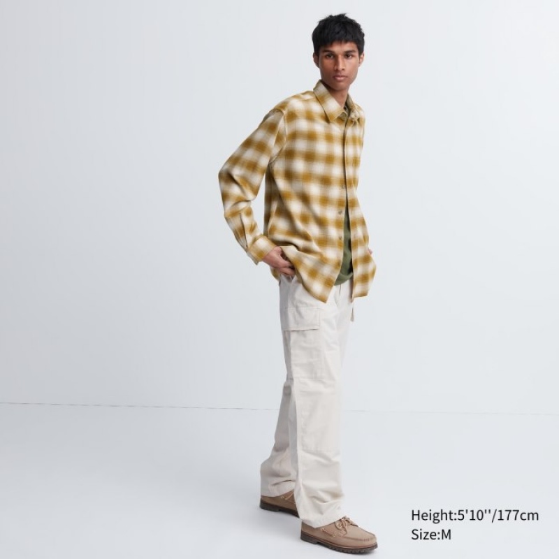 Uniqlo Flannel Checked Casual Shirts Herren Gelb | JMHS-26407