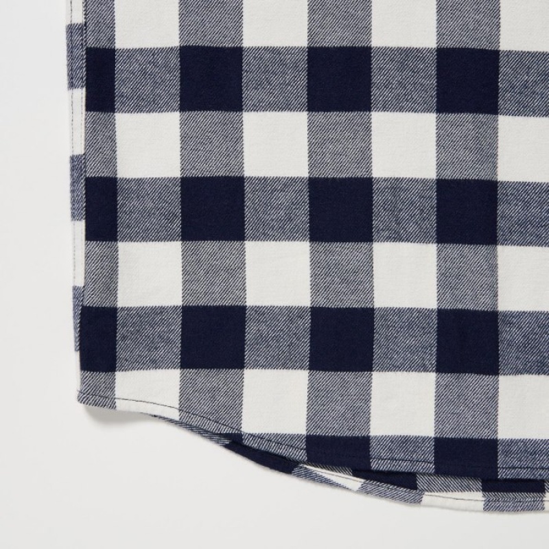 Uniqlo Flannel Checked Casual Shirts Herren Blau | PGKT-85902