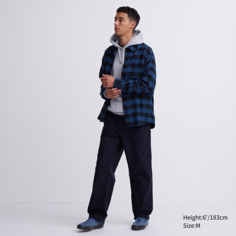 Uniqlo Flannel Checked Casual Shirts Herren Blau | PGKT-85902