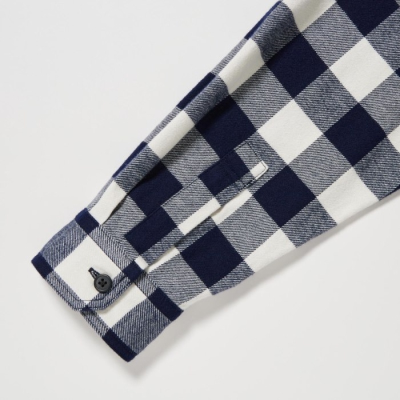 Uniqlo Flannel Checked Casual Shirts Herren Blau | PGKT-85902