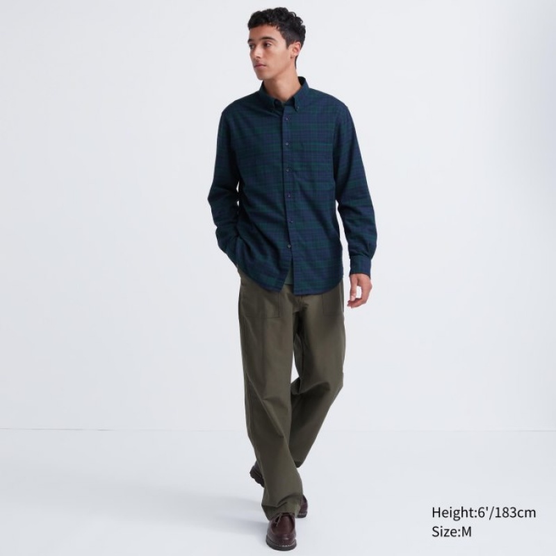 Uniqlo Flannel Checked Casual Shirts Herren Wine | CAYE-45962