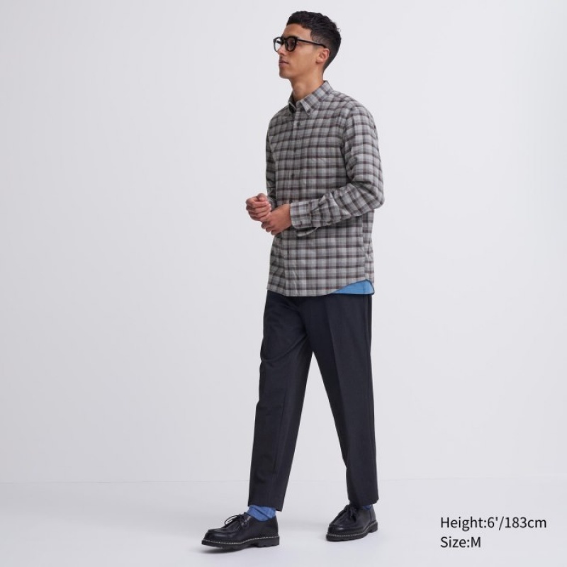 Uniqlo Flannel Checked Casual Shirts Herren Grau | DRCX-53647