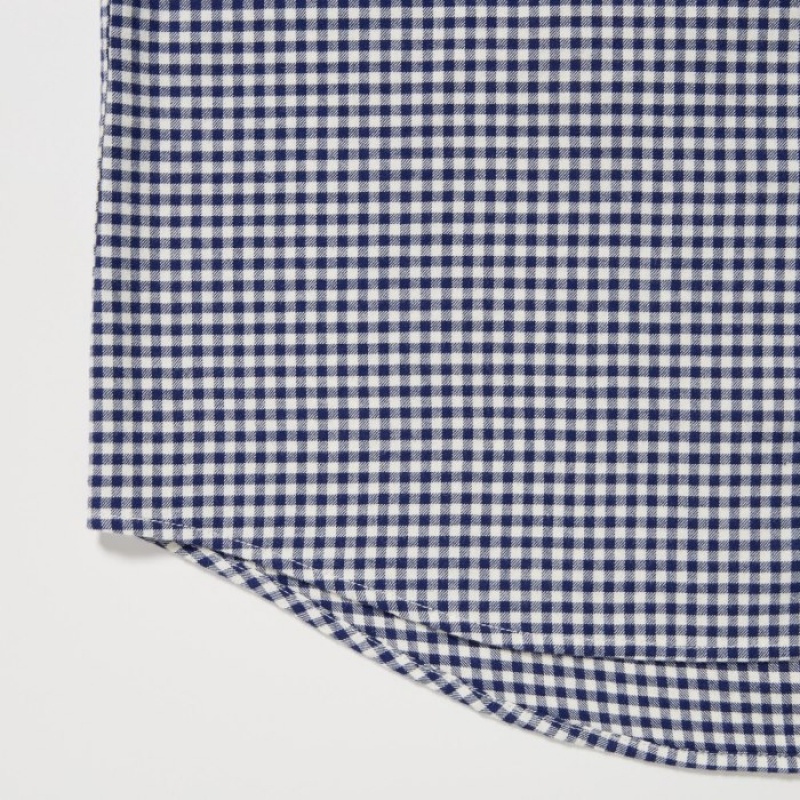 Uniqlo Flannel Checked Casual Shirts Herren Navy | GYTK-93648