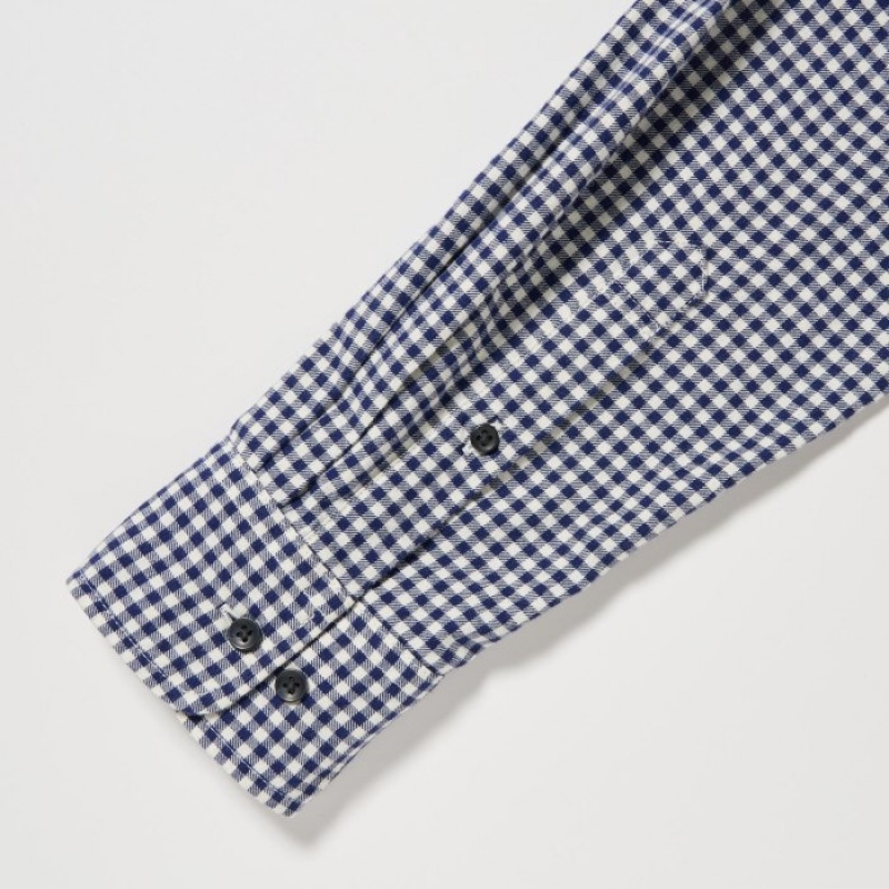 Uniqlo Flannel Checked Casual Shirts Herren Navy | GYTK-93648