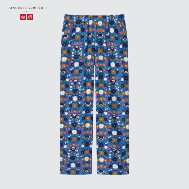 Uniqlo Flannel Lounge Pants Damen Blau | ENDW-19045