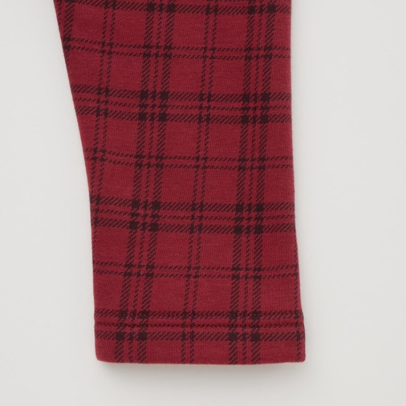 Uniqlo Fleece (Checked) Leggings Baby Rot | PEHC-67892