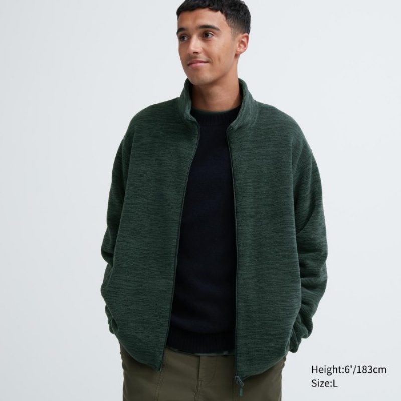 Uniqlo Fleece Full-Zip (Heather) Jacken Herren Dunkelgrün | LQOK-53140