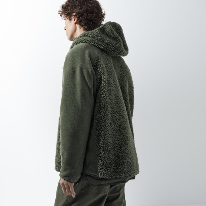 Uniqlo Fleece Full-Zip Long-Sleeve Hoodie Herren Dunkelgrün | TLGM-06184