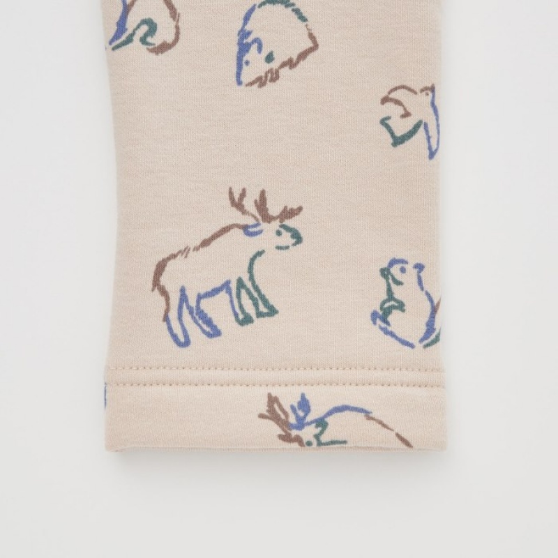 Uniqlo Fleece (Moose) Leggings Baby Beige | DHQL-05439