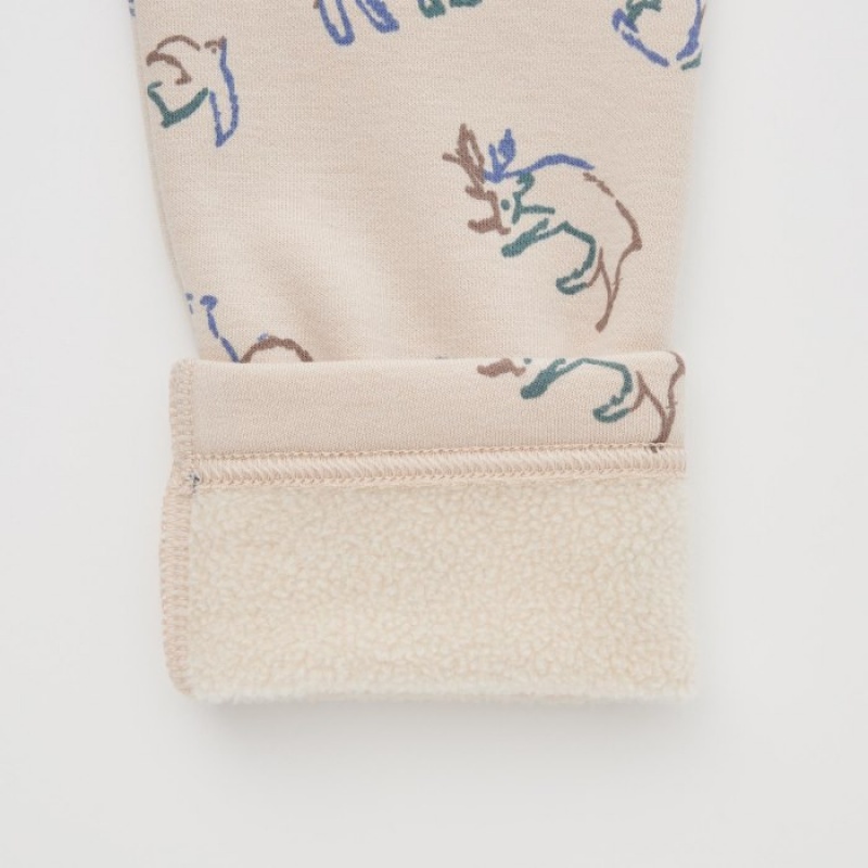 Uniqlo Fleece (Moose) Leggings Baby Beige | DHQL-05439