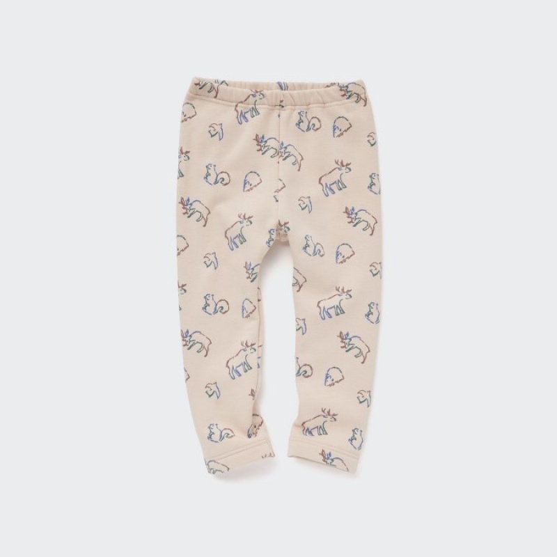 Uniqlo Fleece (Moose) Leggings Baby Beige | DHQL-05439