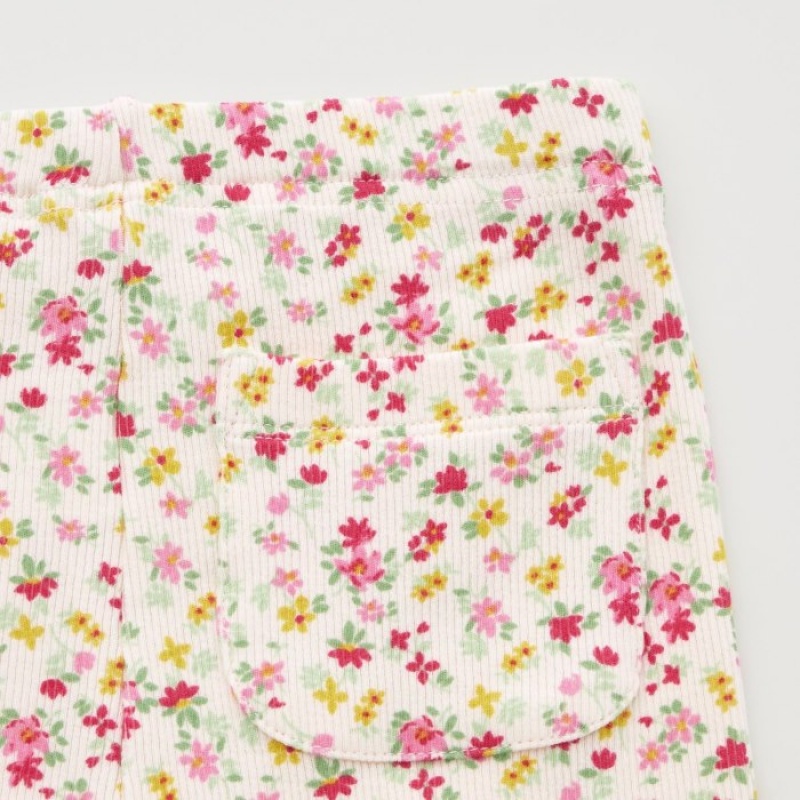 Uniqlo Floral Gerippt Leggings Baby Weiß | MORK-83059