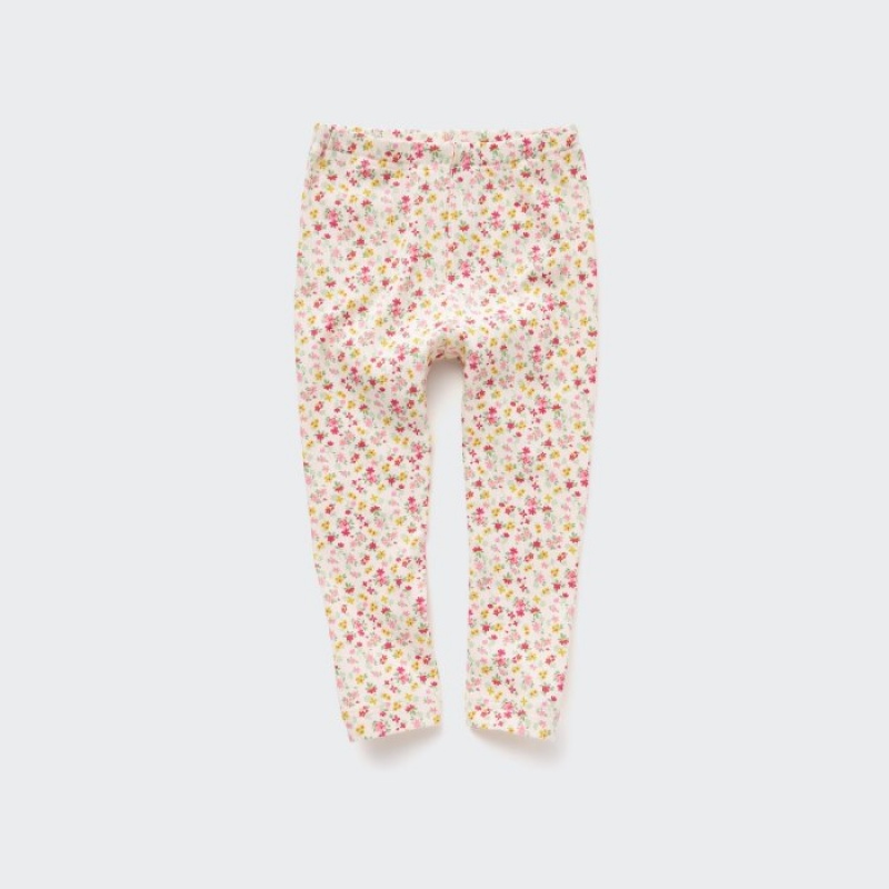 Uniqlo Floral Gerippt Leggings Baby Weiß | MORK-83059