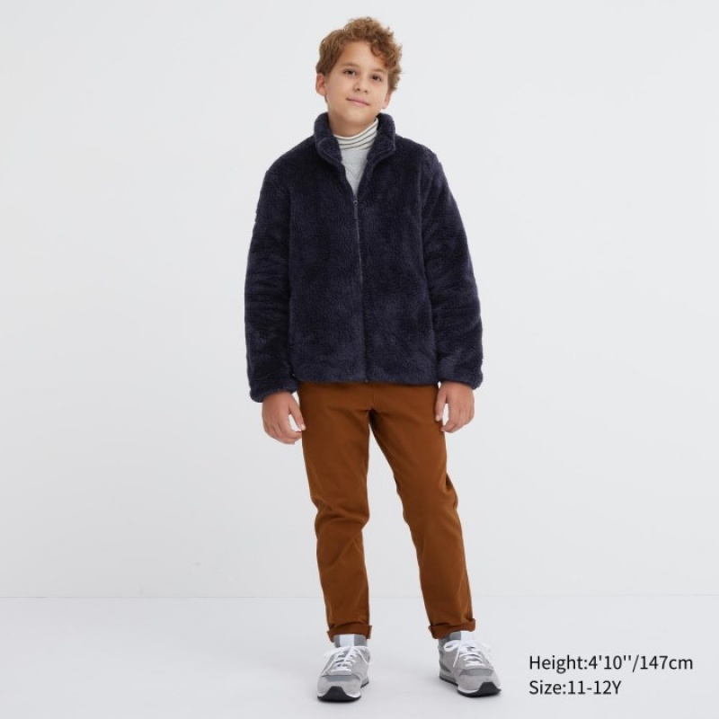 Uniqlo Fluffy Yarn Fleece Full-Zip Jacken Kinder Schwarz | YUOB-63274