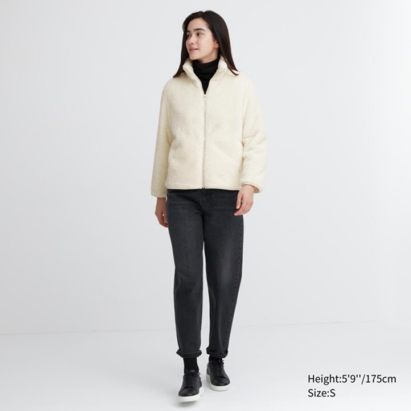 Uniqlo Fluffy Yarn Fleece Full-Zip Jacken Damen Dunkelbraun | YGXA-60294