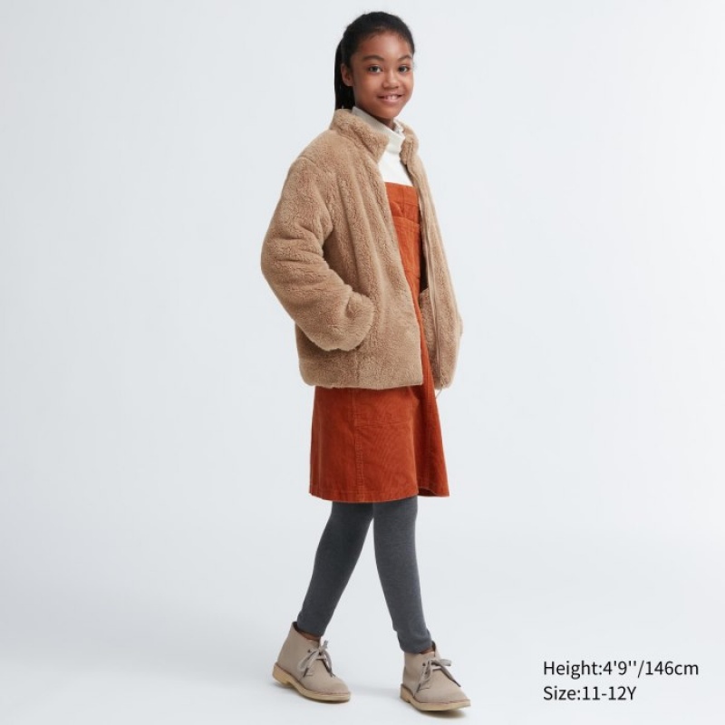 Uniqlo Fluffy Yarn Fleece Full-Zip Jacken Kinder Beige | JALV-71562