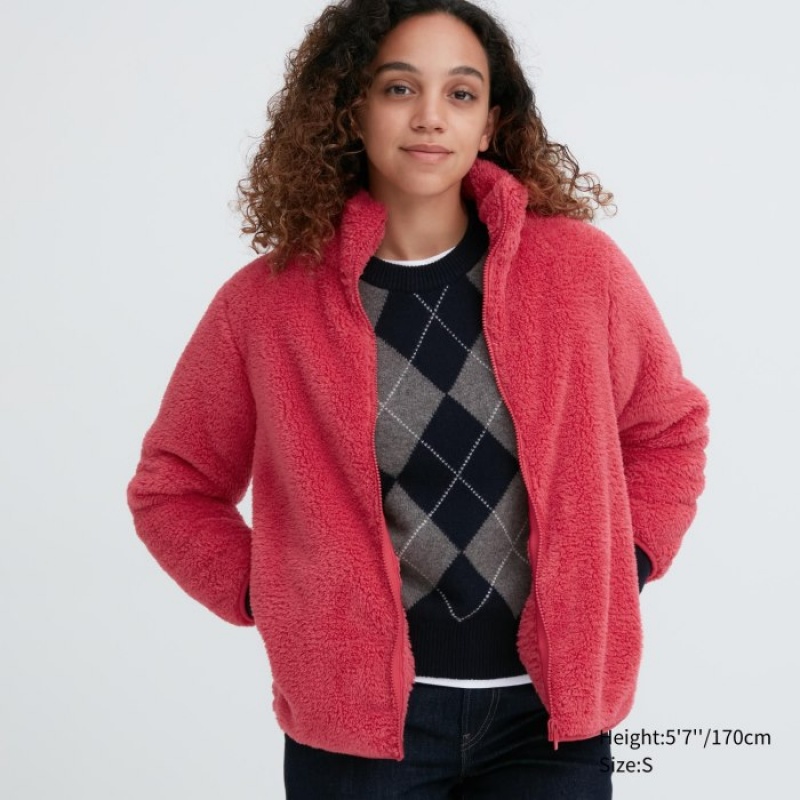 Uniqlo Fluffy Yarn Fleece Full-Zip Jacken Damen Rot | QTMJ-16948