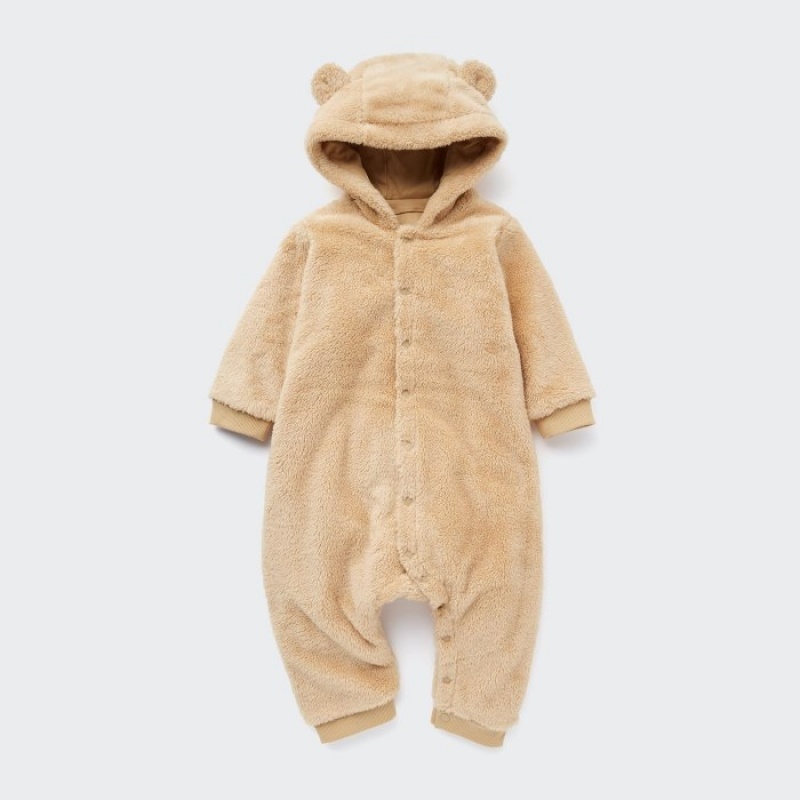 Uniqlo Fluffy Yarn Fleece Outfit Einteiler Baby Beige | JSQI-92361