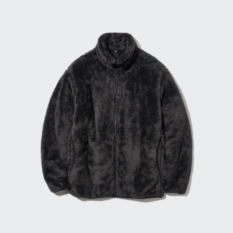 Uniqlo Fluffy Yarn Full-Zip Fleece Damen Schwarz | JSCA-73495