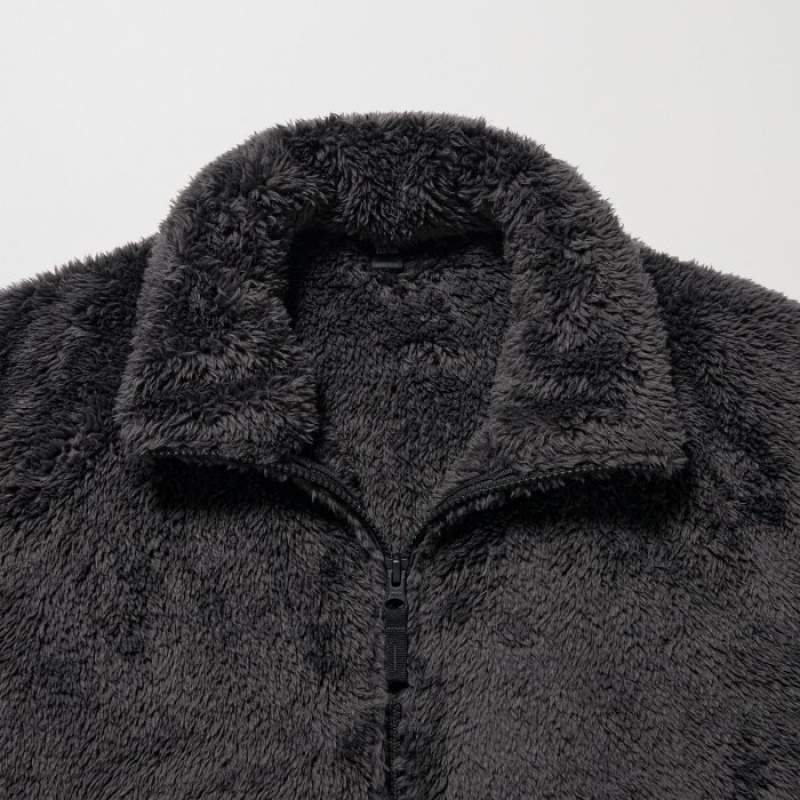 Uniqlo Fluffy Yarn Full-Zip Fleece Damen Schwarz | JSCA-73495