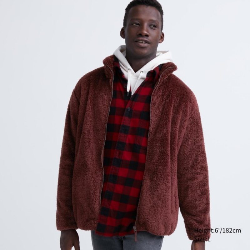 Uniqlo Fluffy Yarn Full-Zip Fleecejacken Herren Wine | MCBO-26354