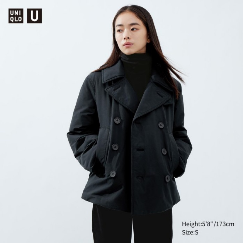 Uniqlo Gepolstert Kurzes Peacoat Mäntel Damen Schwarz | AWXK-97526