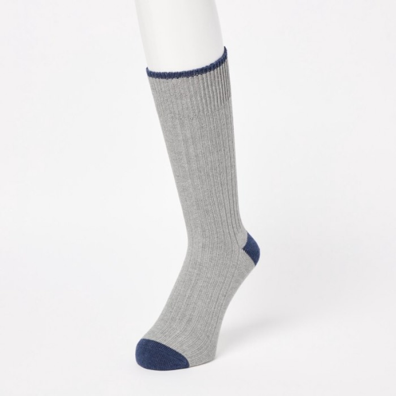 Uniqlo Gerippt Socken Herren Grau | HQCP-58149