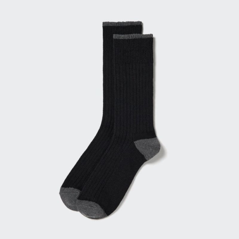 Uniqlo Gerippt Socken Herren Schwarz | FMKW-84653